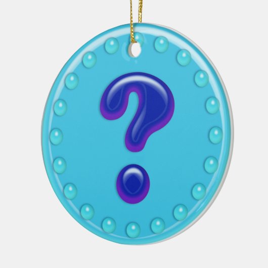 Aqua Vraag Mark Keramisch Ornament (Links)