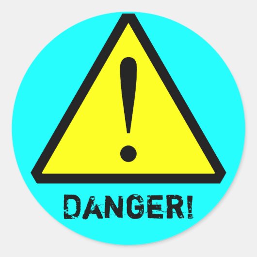 Aqua  Waarschuwingssymbool Sticker (Voorkant)