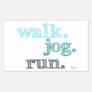 AQUA WALK JOG RUN (font SHADED) Rechthoekige Sticker