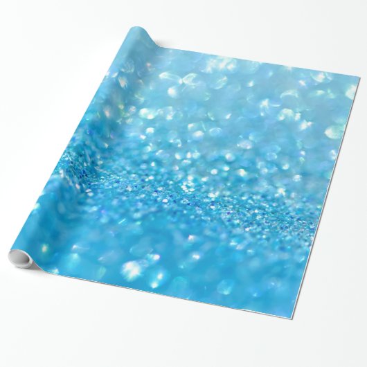 Aqua Water Baby Blue Glitter Cadeaupapier (Uitgerold)