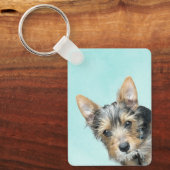 Aqua Watercolor with Pet Photo Sleutelhanger (Voorkant)