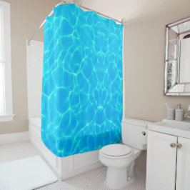 Aqua-waterpatroon met reflectiegolven douchegordijn