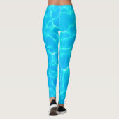 Aqua-waterpatroon met reflectiegolven leggings (Achterkant)