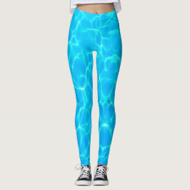 Aqua-waterpatroon met reflectiegolven leggings