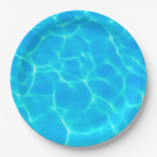 Aqua-waterpatroon met reflectiegolven papieren bordje