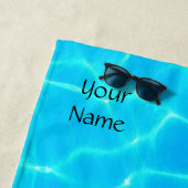 Aqua-waterpatroon met reflectiegolven strandlaken (In situ)