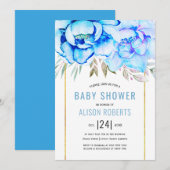 Aqua waterverf bloemen bloem jongen baby shower kaart (Voorkant / Achterkant)