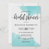 Aqua Waterverf Borstel Bruidsdouche Uitnodiging (Voorkant)