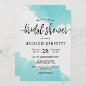 Aqua Waterverf Borstel Bruidsdouche Uitnodiging (Voorkant / Achterkant)