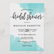 Aqua Waterverf Borstel Bruidsdouche Uitnodiging