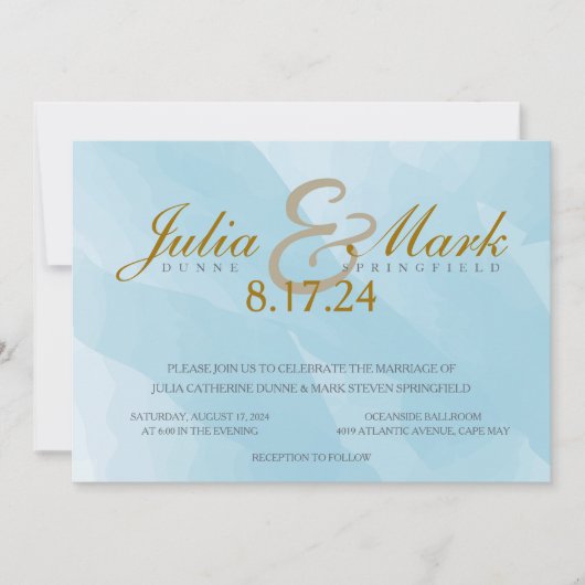 Aqua Waterverf bruiloft uitnodiging (Voorkant)