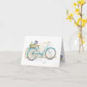 Aqua Waterverf Fiets met Mand Kaart (Gele Bloem)