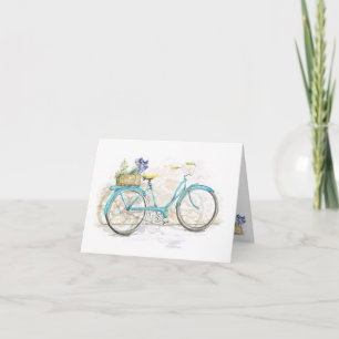 Aqua Waterverf Fiets met Mand Kaart