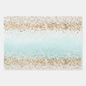 Aqua Waterverf Gold Confetti Glitter Inpakpapier Vel (Voorkant)