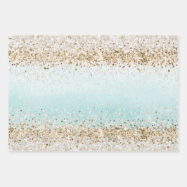 Aqua Waterverf Gold Confetti Glitter Inpakpapier Vel