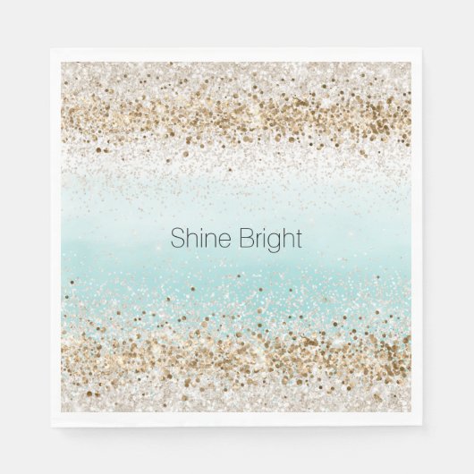 Aqua Waterverf Gold Confetti Glitter Servet (Voorkant)