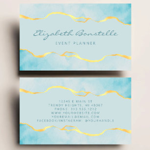 Aqua Waterverf Gold Foil Luxury Visitekaartje