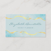 Aqua Waterverf Gold Foil Luxury Visitekaartje (Voorkant)