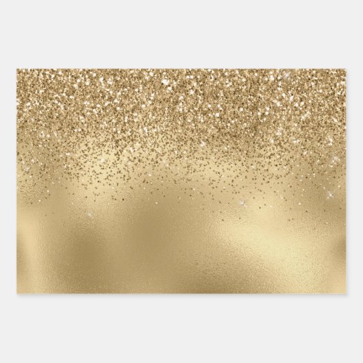 Aqua Waterverf Gold Glitter Inpakpapier Vel (Voorkant 3)