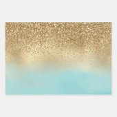 Aqua Waterverf Gold Glitter Inpakpapier Vel (Voorkant)