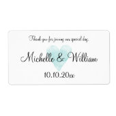 Aqua waterverf hart bruiloft water fleslabels etiket (Voorkant)