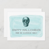 Aqua Waterverf Huid-Halloween Briefkaart (Voorkant / Achterkant)
