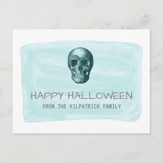 Aqua Waterverf Huid-Halloween Briefkaart (Voorkant)