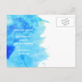 Aqua waterverf, koraalrif bruiloft Save the Date Aankondigingskaart (Achterkant)