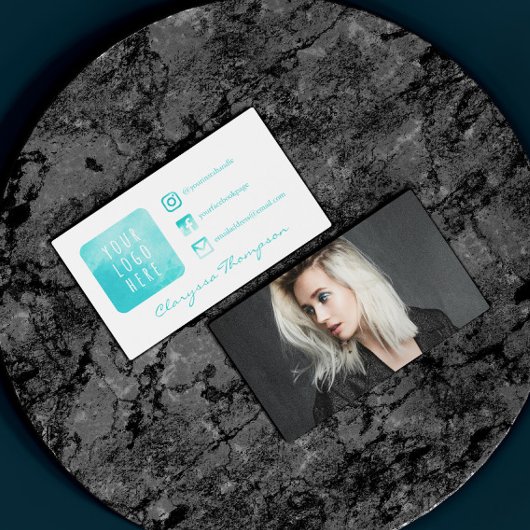 Aqua Waterverf Logo & Foto Social Media Visitekaartje