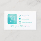 Aqua Waterverf Logo & Foto Social Media Visitekaartje (Voorkant)