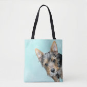 Aqua Waterverf met Pet Photo Tote Bag (Voorkant)