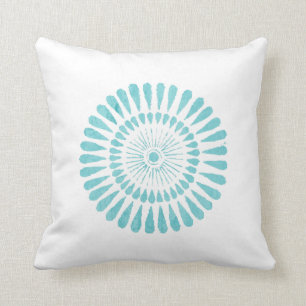 Aqua Waterverf One Aqua Sunburst White Pillow Kussen