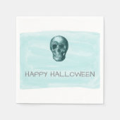 Aqua Waterverf Skull Halloween Paper Napkins Servet (Voorkant)