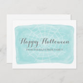 Aqua Waterverf Spider Web Halloween Briefkaart (Voorkant / Achterkant)