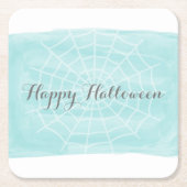 Aqua Waterverf Spider Web Halloween Kartonnen Onderzetters (Voorkant)