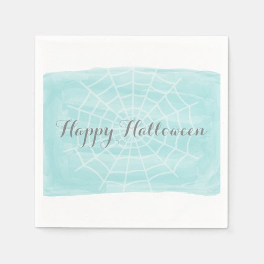 Aqua Waterverf Spider Web Halloween Servetten (Voorkant)