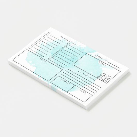Aqua Waterverf Splash Dagelijkse Planner Post-it® Notes (Schuin)