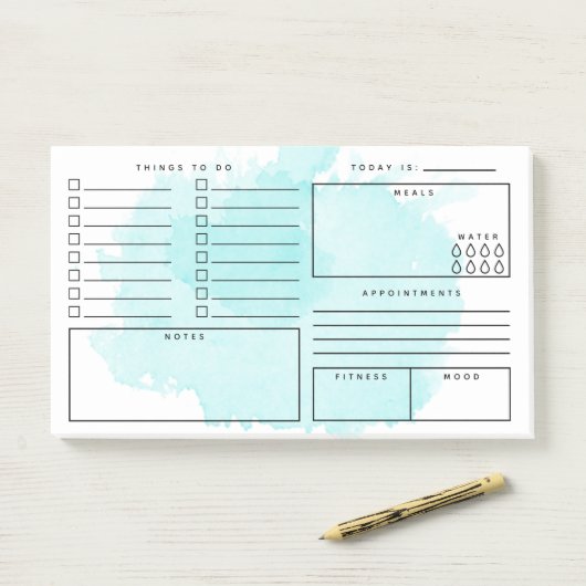 Aqua Waterverf Splash Dagelijkse Planner Post-it® Notes (Op bureau)