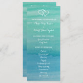 Aqua waterverf strand huwelijksceremonie programma programmakaart (Voorkant / Achterkant)