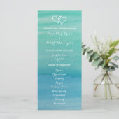 Aqua waterverf strand huwelijksceremonie programma programmakaart (Staand voorkant)