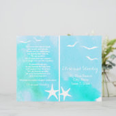 Aqua waterverf, strandbruiloft met zeesterren (Staand voorkant)