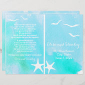 Aqua waterverf, strandbruiloft met zeesterren (Voorkant / Achterkant)