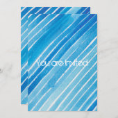 Aqua Waterverf Stripes Baby shower Kaart (Voorkant / Achterkant)