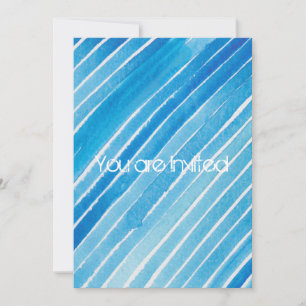 Aqua Waterverf Stripes Baby shower Kaart