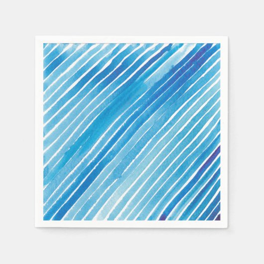 Aqua Waterverf Stripes Servetten (Voorkant)