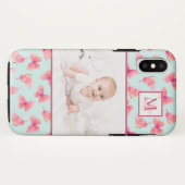 Aqua Waterverf Vlinder Monogram Foto Case-Mate iPhone Case (Achterkant (horizontaal))