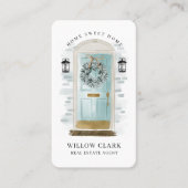 Aqua Waterverf voordeur krans onroerend goed Visitekaartje (Voorkant)