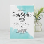 Aqua Waterverf vrijgezellenfeest uitnodiging (Staand voorkant)