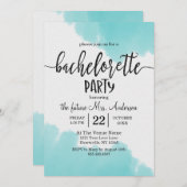 Aqua Waterverf vrijgezellenfeest uitnodiging (Voorkant / Achterkant)