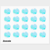 Aqua waterverf, zeesterren bruiloft Save the Date Ronde Sticker (Vel)